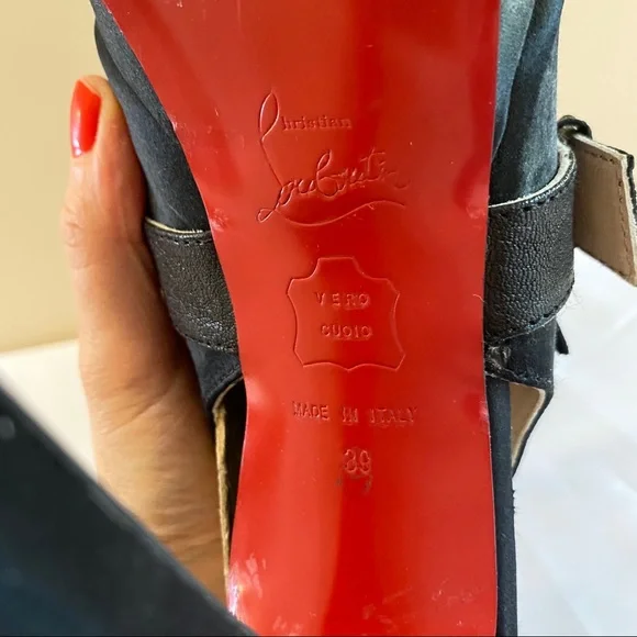 Christian Louboutin Black Heels with Gold Accents - Picture 9 of 11